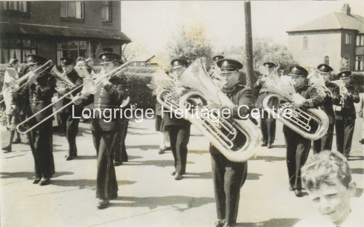 240C - Longridge Band - Heading a Field Day parade along Little Lane - 1965